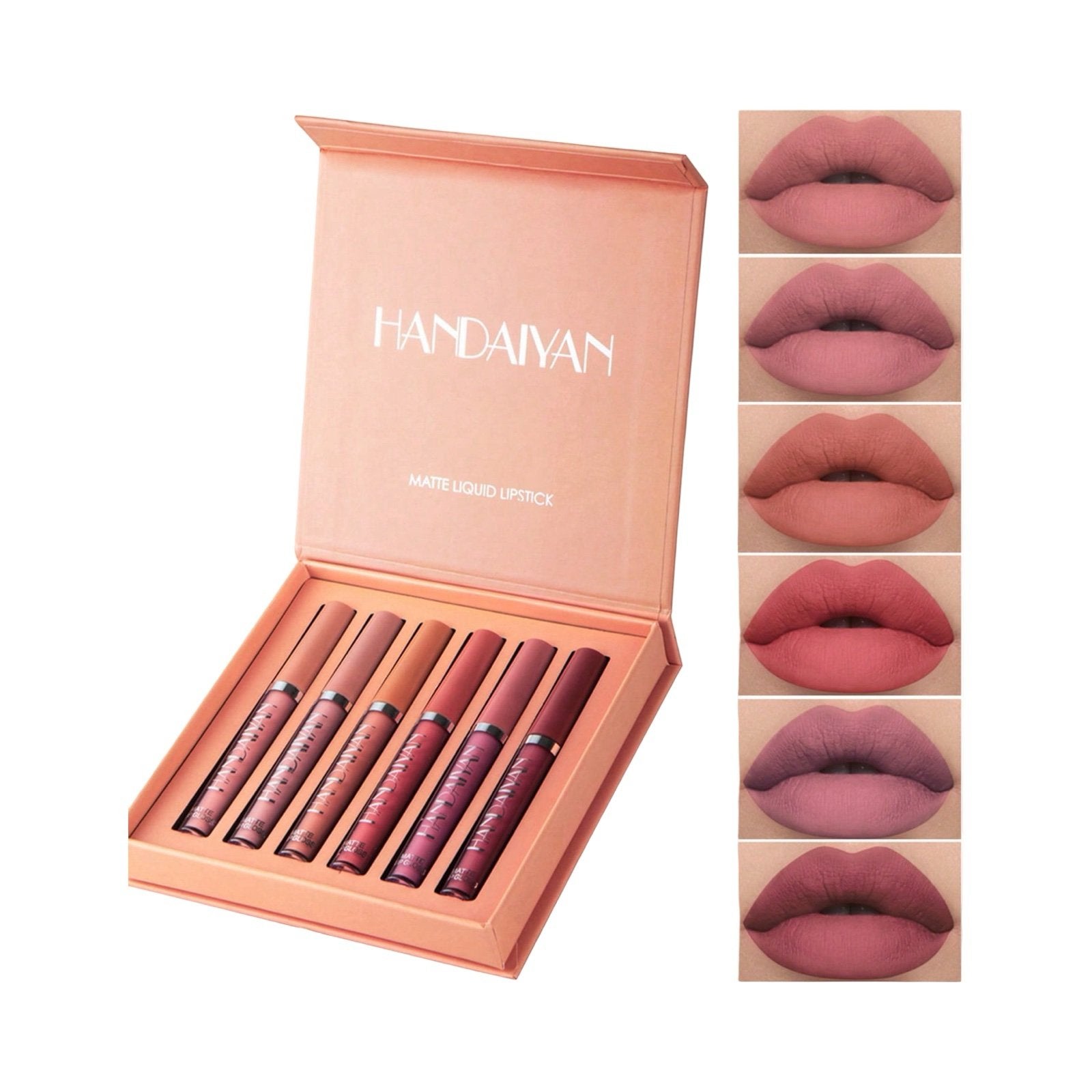 HANDAIYAN 6-Piece Matte Liquid Lipstick Set – Long-Lasting &amp; Waterproof