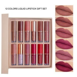 MUGELEEN 12pcs Lip Gloss Set, Moisturizing Matte Not Easy To Fade Lip Stain, Lipstick, Fine Glitter Lip