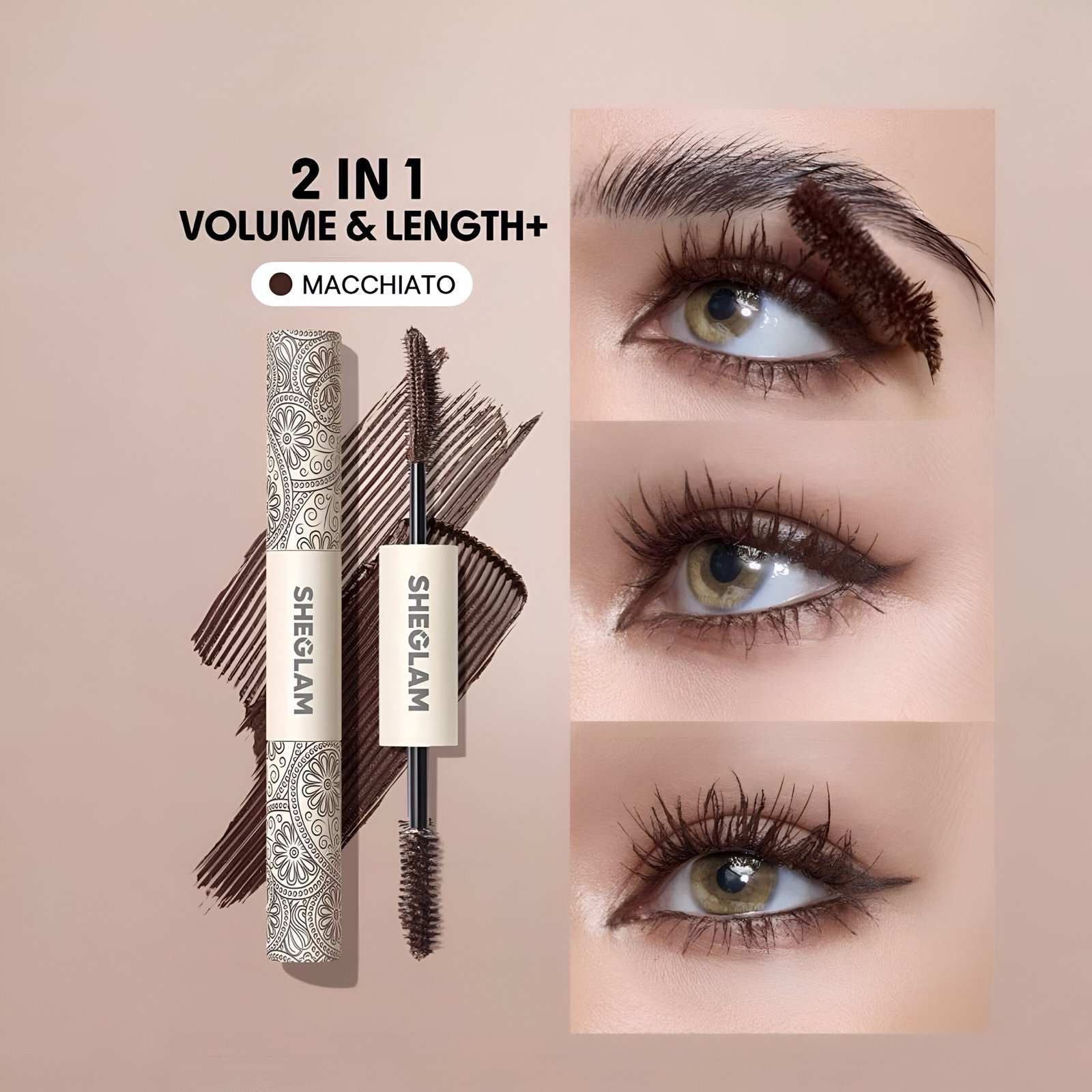 SHEGLAM All-In-One Dual-Ended Mascara Rich Brown - Image 2